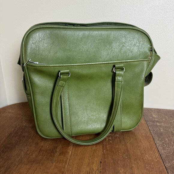 Vintage Samsonite Silhouette Denver, CO Green Zipper Carry-on Train Bag Handles - Picture 1 of 16